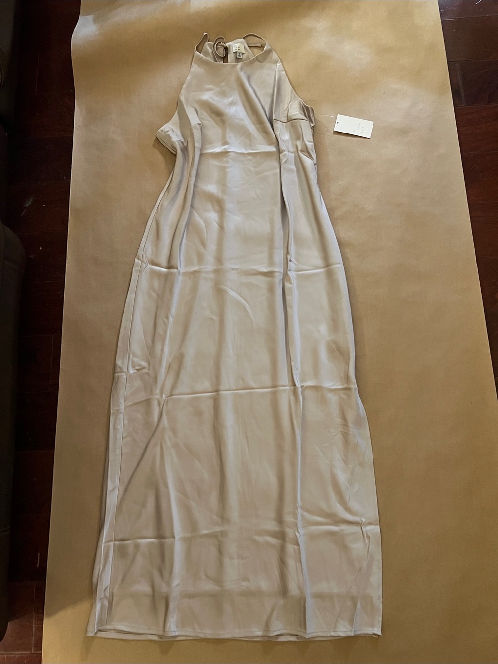 a new day Satin Halter Maxi Dress in Light Taupe
